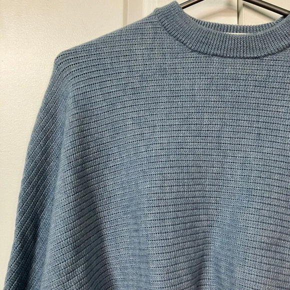 Aritzia Wilfred Free Lolan 100% Merino Wool Blue batwing  Sleeve Cropped Sweater - Picture 9 of 11